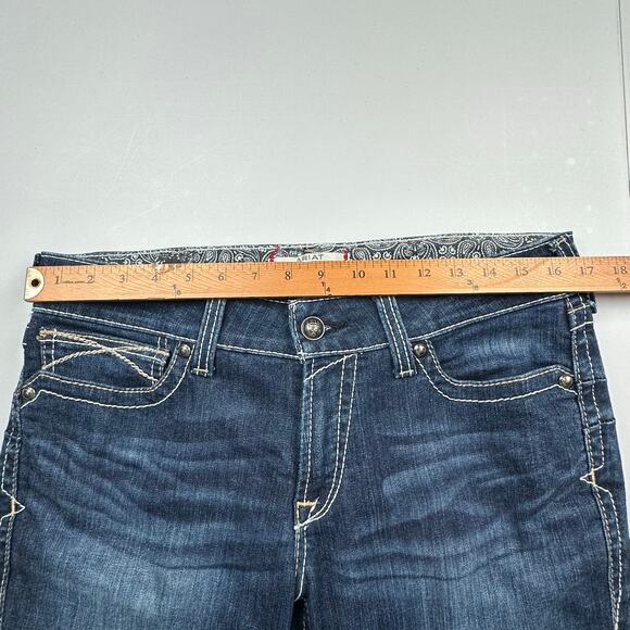 Ariat Jeans Womens 31R Blue Mid Rise Whipstitch Bootcut Country Western Rodeo - Picture 10 of 14
